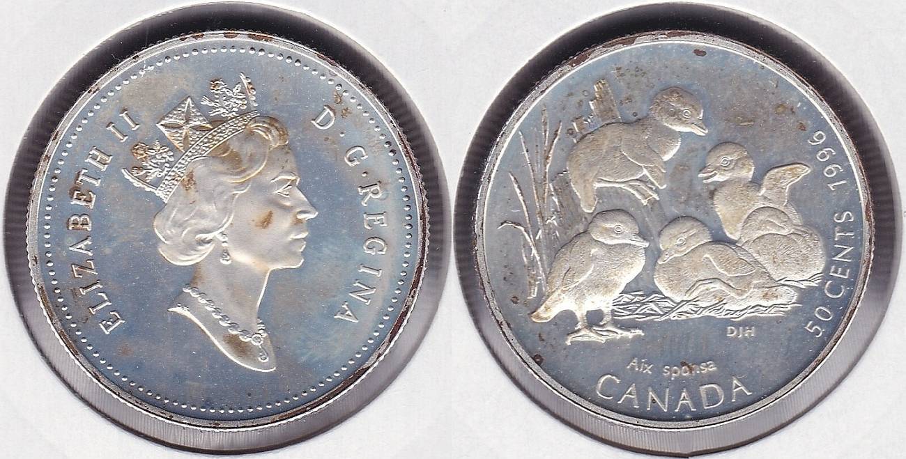 CANADA. 50 CENTAVOS (CENTS) DE 1996. PLATA 0.925. (2)
