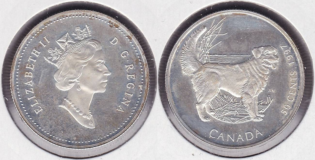 CANADA. 50 CENTAVOS (CENTS) DE 1997. PLATA 0.925.