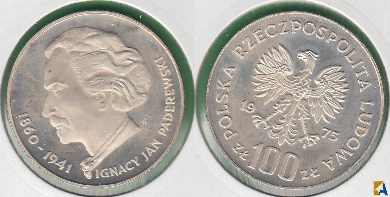 POLONIA - POLSKA. 100 ZLOTYCH DE 1975. PLATA 0.625. (2)