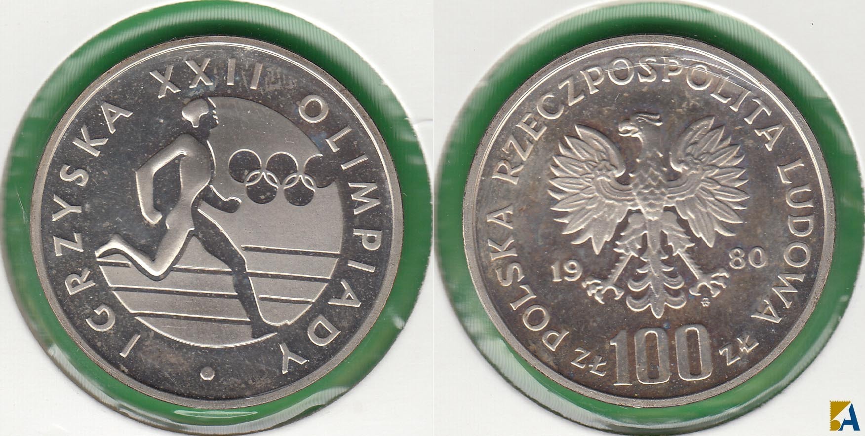 POLONIA - POLSKA. 100 ZLOTYCH DE 1980. PLATA 0.625.