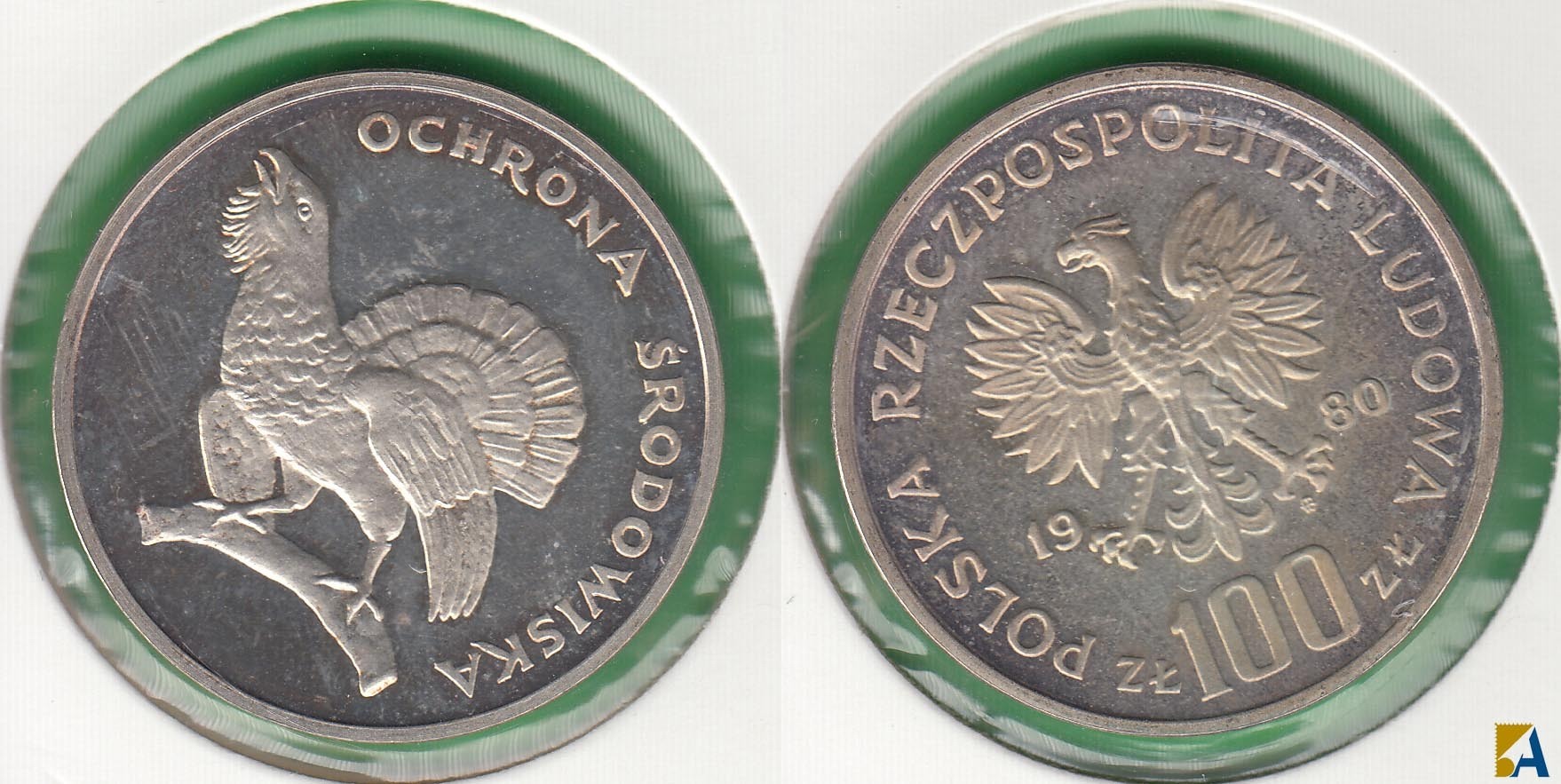 POLONIA - POLSKA. 100 ZLOTYCH DE 1980. PLATA 0.625. (2)