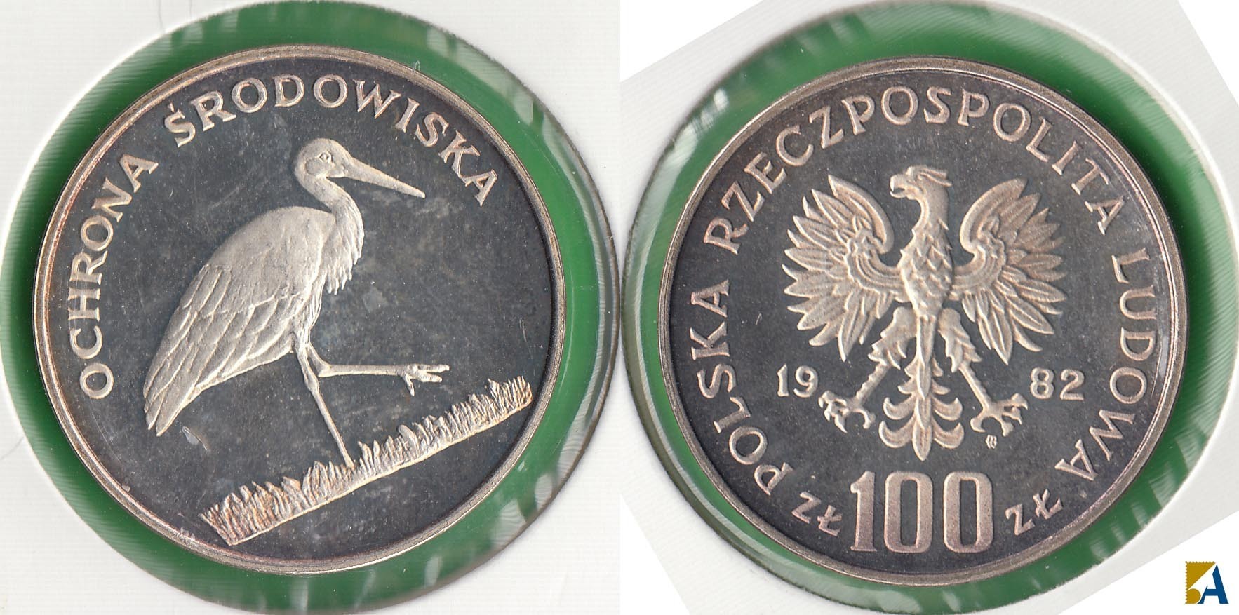 POLONIA - POLSKA. 100 ZLOTYCH DE 1982. PLATA 0.625.