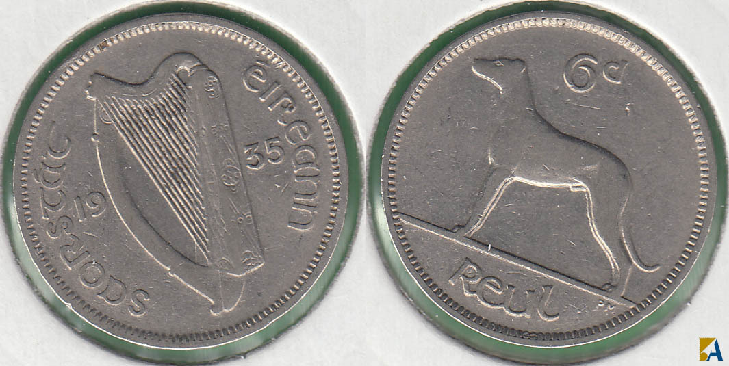 IRLANDA - EIRE. 6 PENIQUES (PENCE) DE 1935.