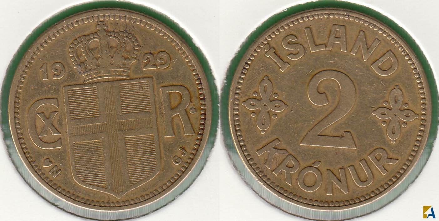 ISLANDIA - ISLAND. 2 CORONAS (KRONUR) DE 1929.
