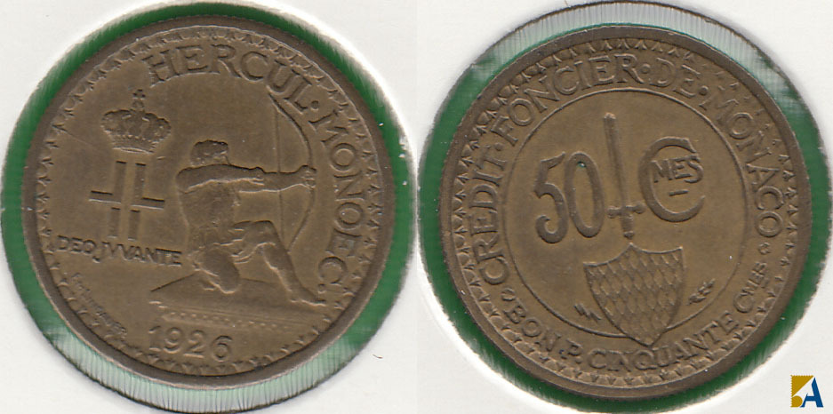 MONACO. 50 CENTIMOS (CENTIMES) DE 1926.