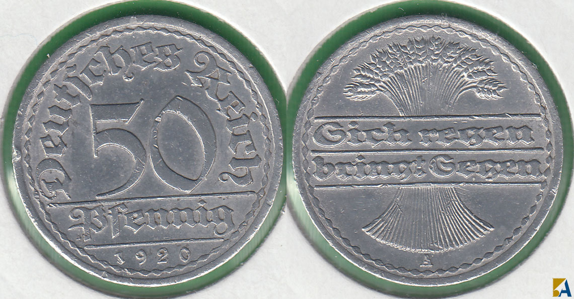REPUBLICA WEIMAR - REPUBLIC. 50 PFENNIG DE 1920 A.