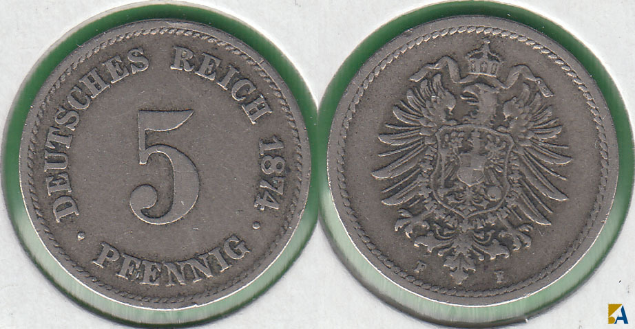 IMPERIO ALEMAN - GERMANY EMPIRE. 5 PFENNIG DE 1874 F.