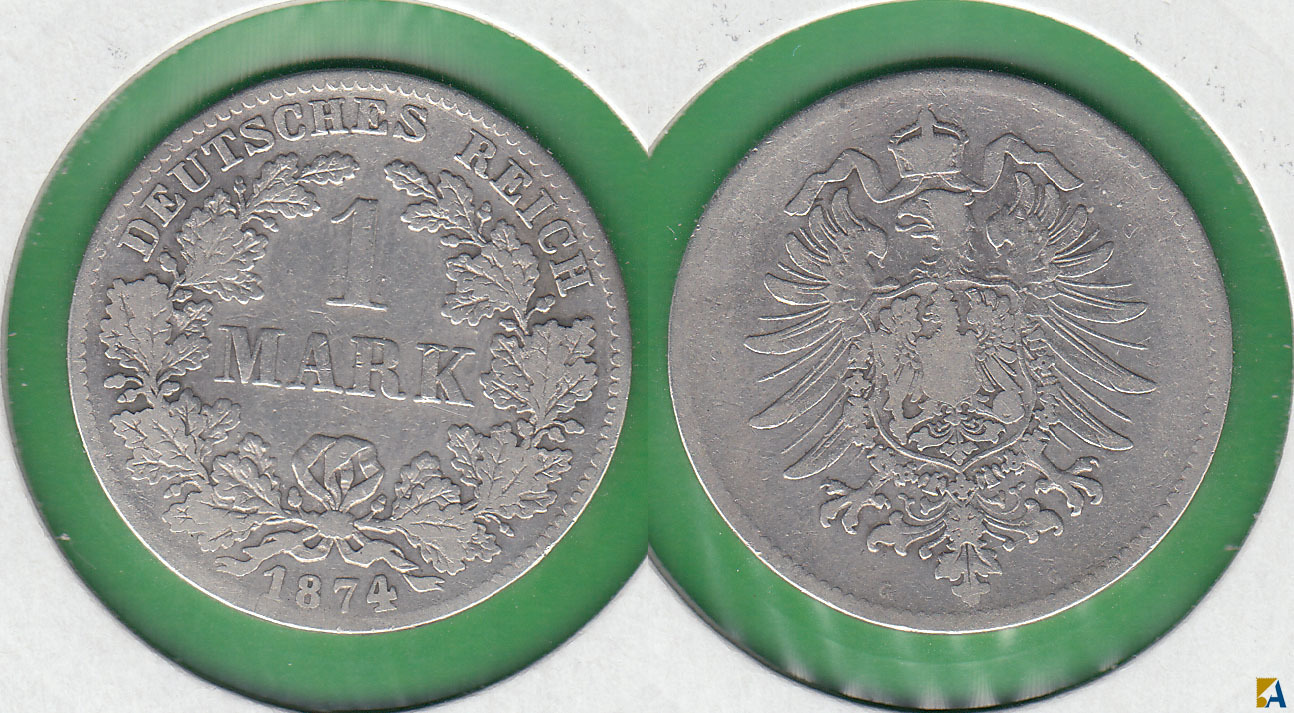 IMPERIO ALEMAN - GERMANY EMPIRE. 1 MARCO (MARK) DE 1874 G. PLATA 0.900.
