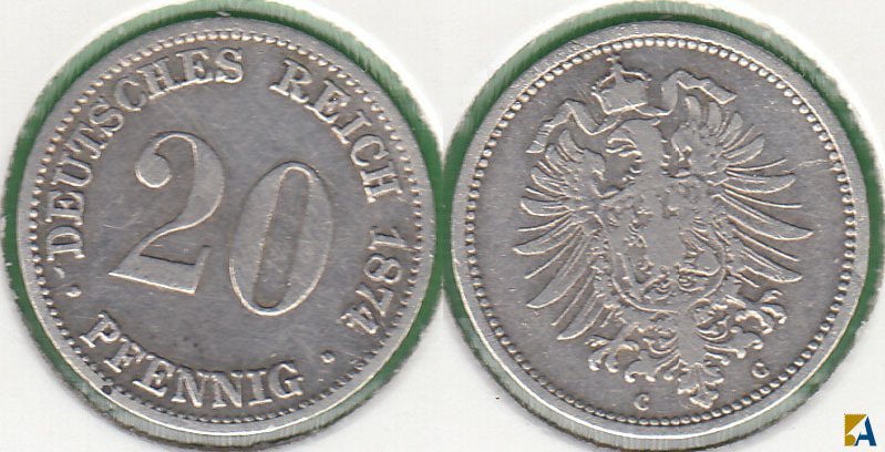 IMPERIO ALEMAN - GERMANY EMPIRE. 20 PFENNIG DE 1874 C. PLATA 0.900.