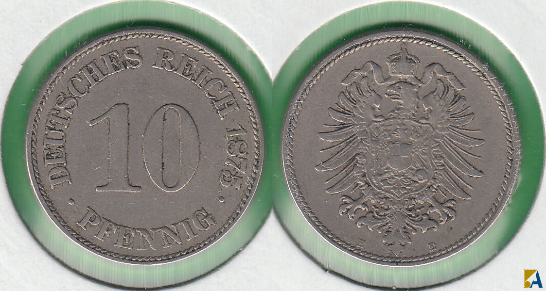 IMPERIO ALEMAN - GERMANY EMPIRE. 10 PFENNIG DE 1875 E.