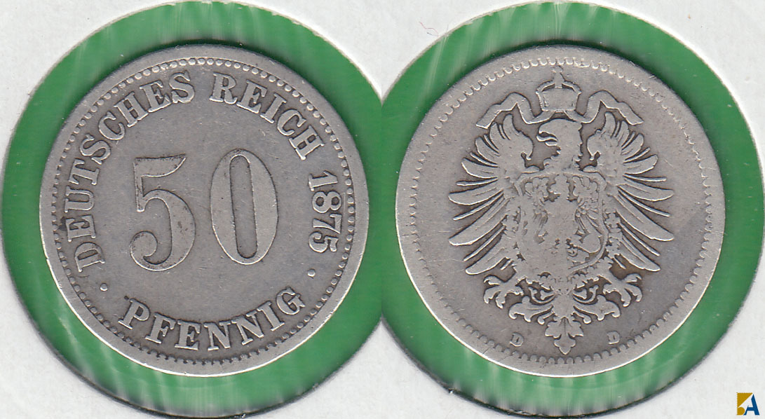 IMPERIO ALEMAN - GERMANY EMPIRE. 50 PFENNIG DE 1875 D. PLATA 0.900.