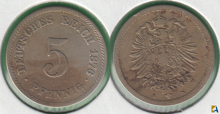 IMPERIO ALEMAN - GERMANY EMPIRE. 5 PFENNIG DE 1876 A.