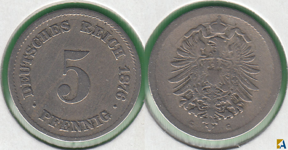 IMPERIO ALEMAN - GERMANY EMPIRE. 5 PFENNIG DE 1876 G.