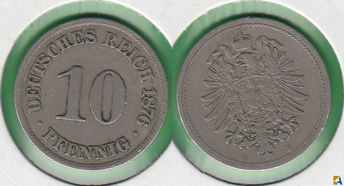 IMPERIO ALEMAN - GERMANY EMPIRE. 10 PFENNIG DE 1876 B.