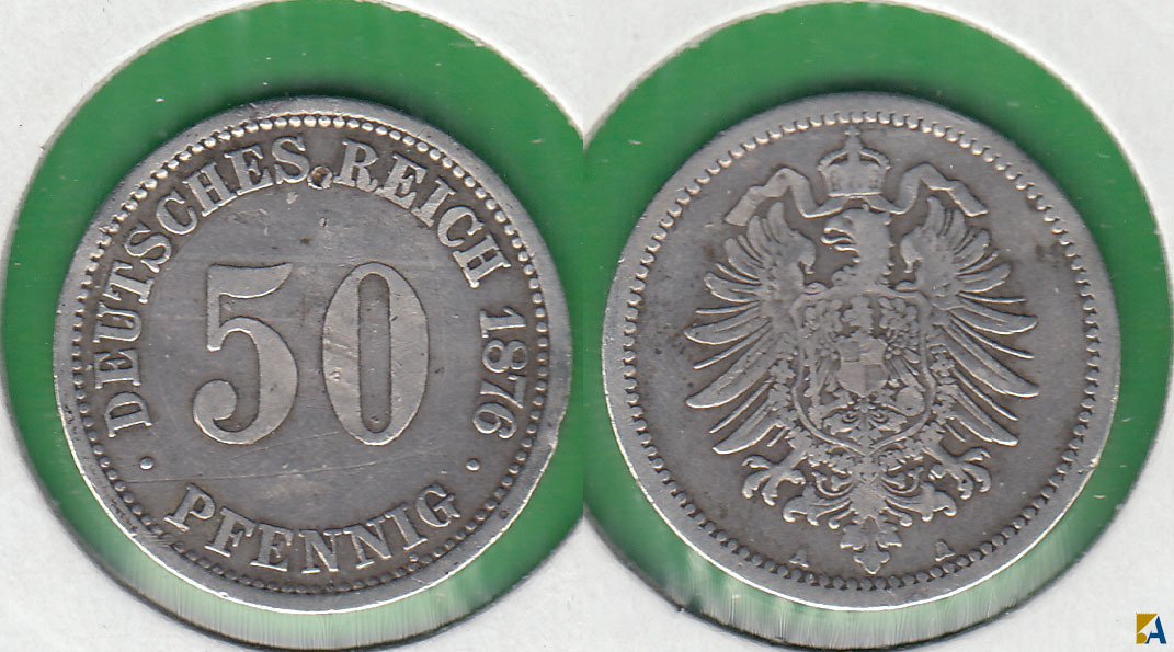 IMPERIO ALEMAN - GERMANY EMPIRE. 50 PFENNIG DE 1876 A. PLATA 0.900.
