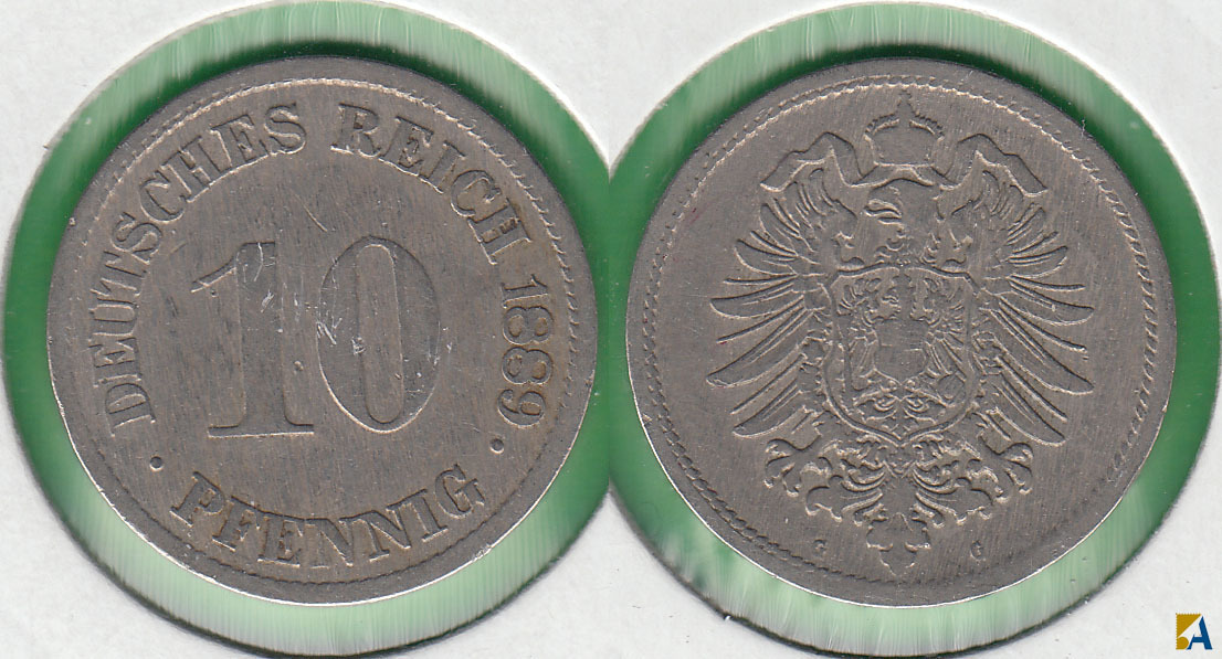 IMPERIO ALEMAN - GERMANY EMPIRE. 10 PFENNIG DE 1889 G.