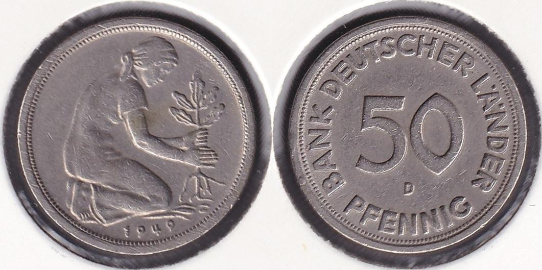 ALEMANIA FEDERAL - GERMANY REPUBLIC. 50 PFENNIG DE 1949 D.