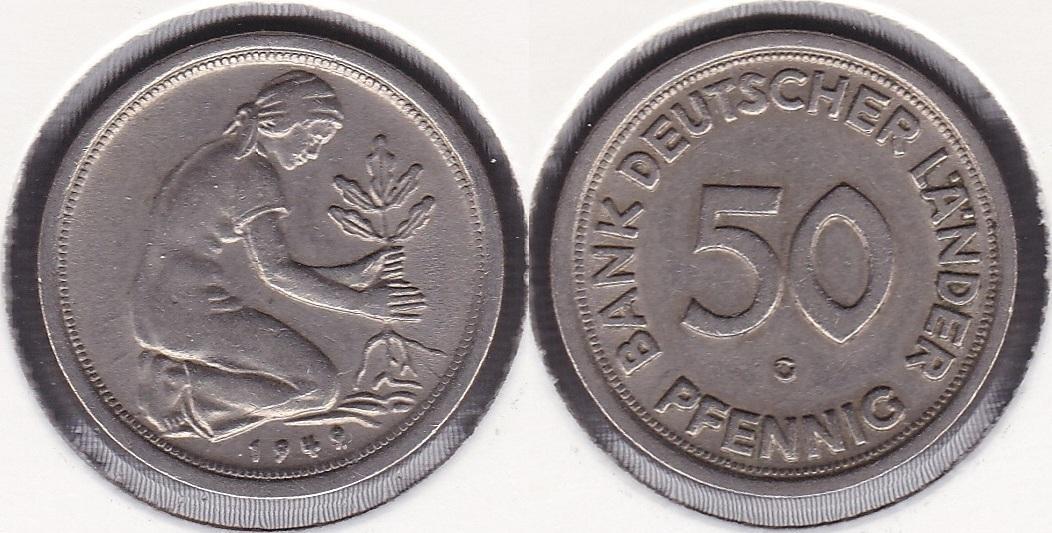 ALEMANIA FEDERAL - GERMANY REPUBLIC. 50 PFENNIG DE 1949 G.