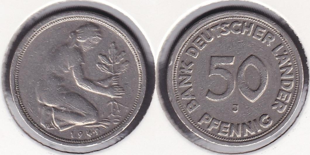 ALEMANIA FEDERAL - GERMANY REPUBLIC. 50 PFENNIG DE 1949 J.