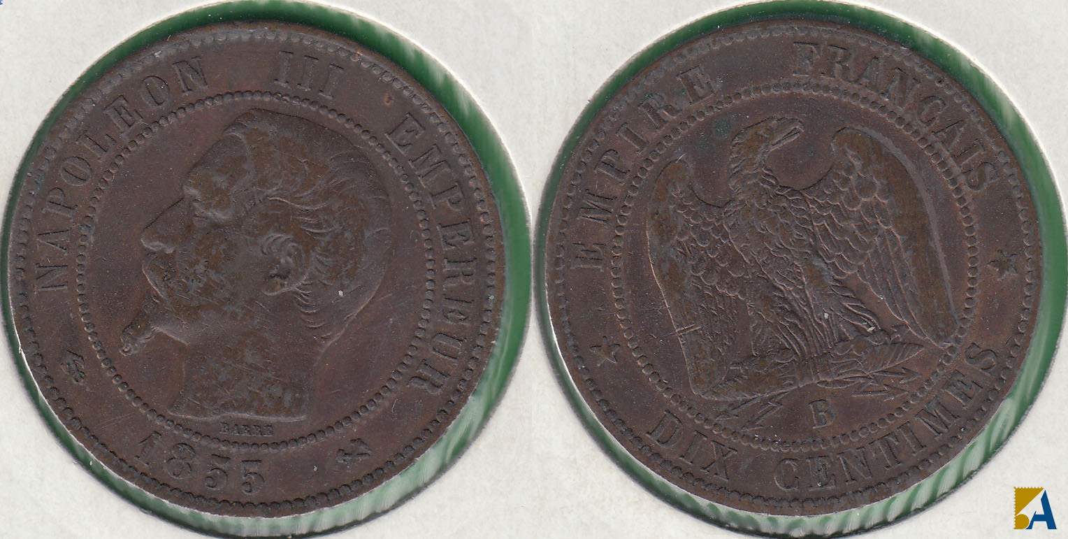 FRANCIA - FRANCE. 10 CENTIMOS (CENTIMES) DE 1855 B.