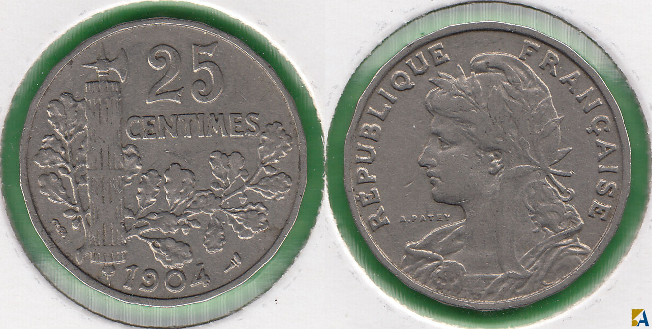 FRANCIA - FRANCE. 25 CENTIMOS (CENTIMES) DE 1905.