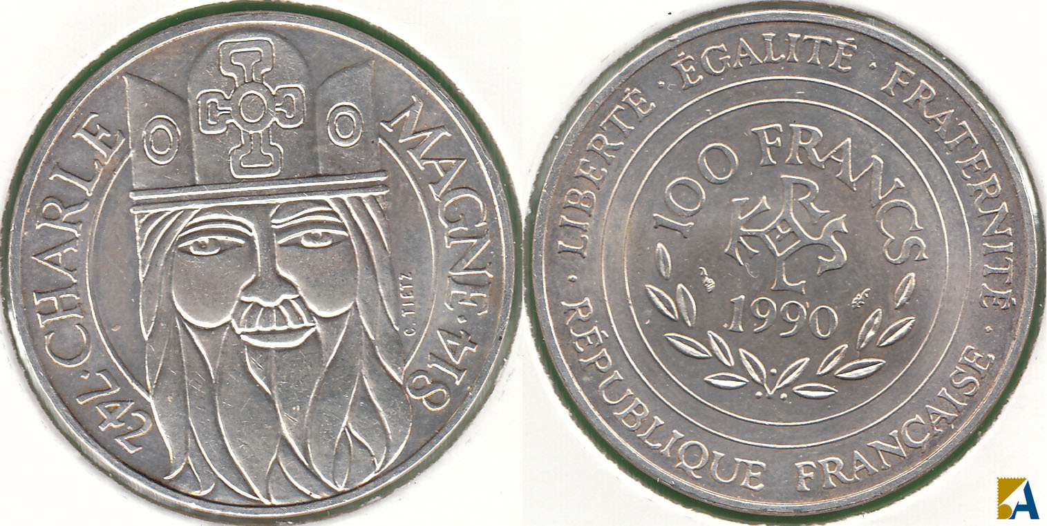 FRANCIA - FRANCE. 100 FRANCOS (FRANCS) DE 1990. PLATA 0.900.