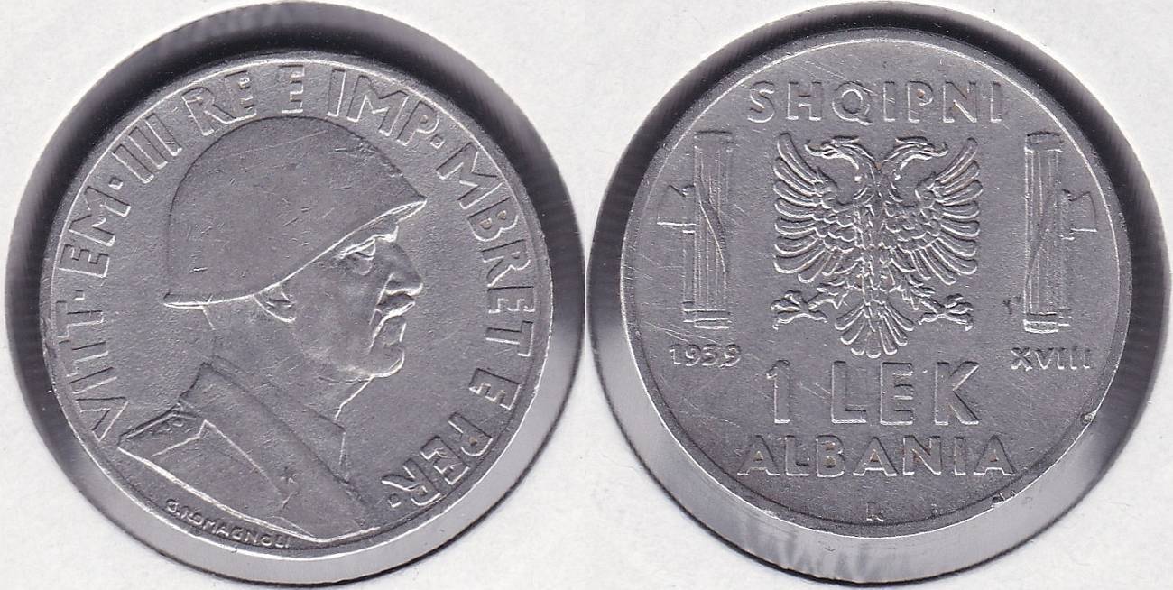 ALBANIA - SHQIPNI. 1 LEK DE 1939 R.
