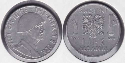 ALBANIA - SHQIPNI. 1 LEK DE 1939 R.