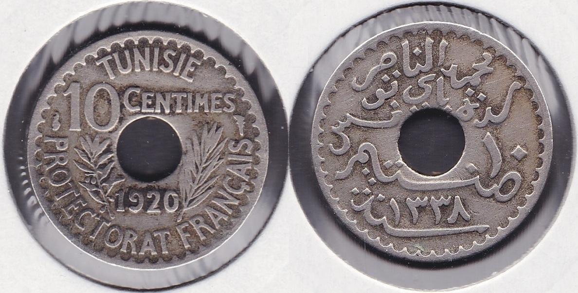 TUNEZ - TUNISIE. 10 CENTIMOS (CENTIMES) DE 1920.