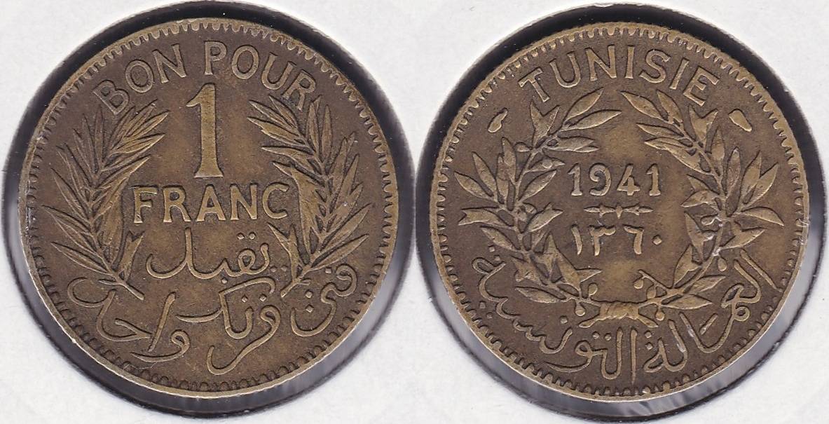 TUNEZ - TUNISIE. 1 FRANCO (FRANC) DE 1941.