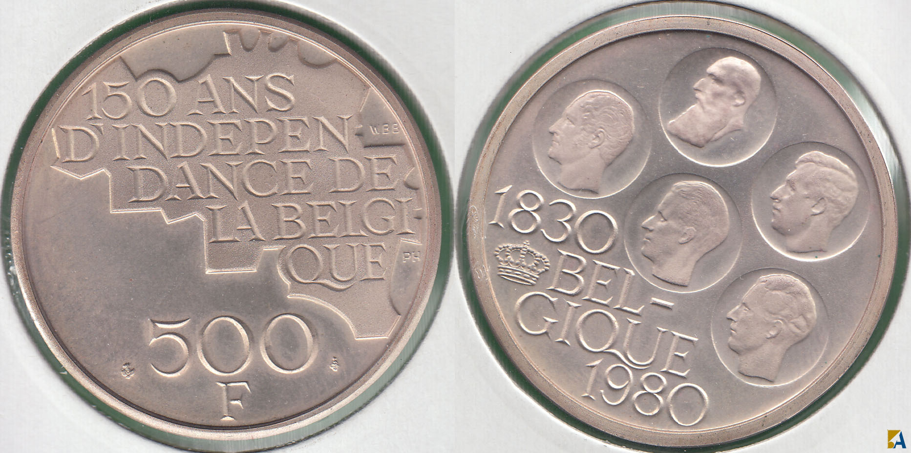 BELGICA - BELGIUM. 500 FRANCOS (FRANCS) DE 1980. PLATA. (2)