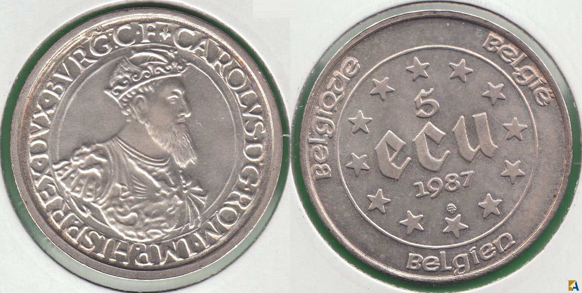 BELGICA - BELGIUM. 5 ECU DE 1987. PLATA 0.835.