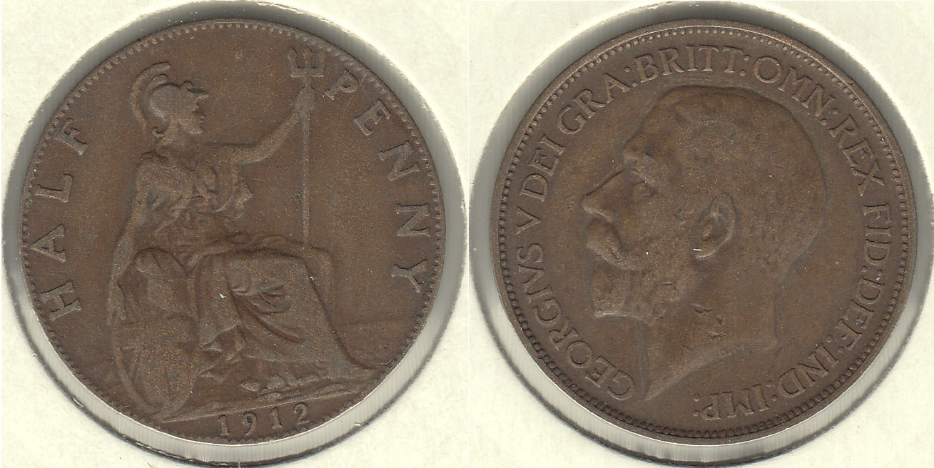 GRAN BRETAÑA - GREAT BRITAIN. 1/2 PENIQUE (PENNY) DE 1912.
