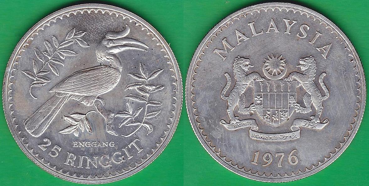 MALAYSIA. 25 RINGGIT DE 1976. PLATA 0.925. (2)