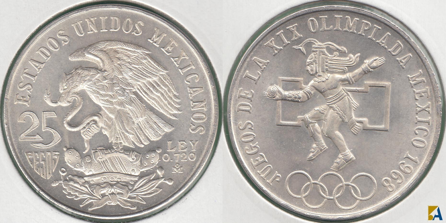 MEJICO - MEXICO. 25 PESOS DE 1968. PLATA 0.720. (4)