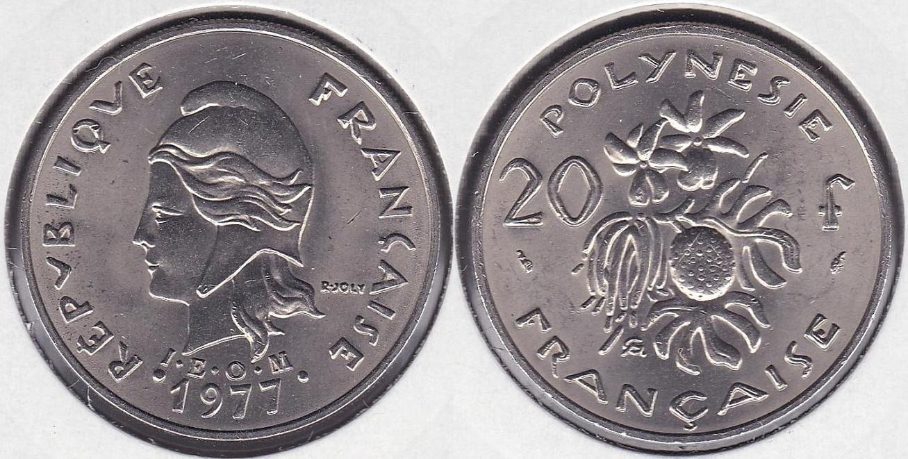 POLINESIA FRANCESA - POLYNESIE FRANÇAISE. 20 FRANCOS (FRANCS) DE 1977.