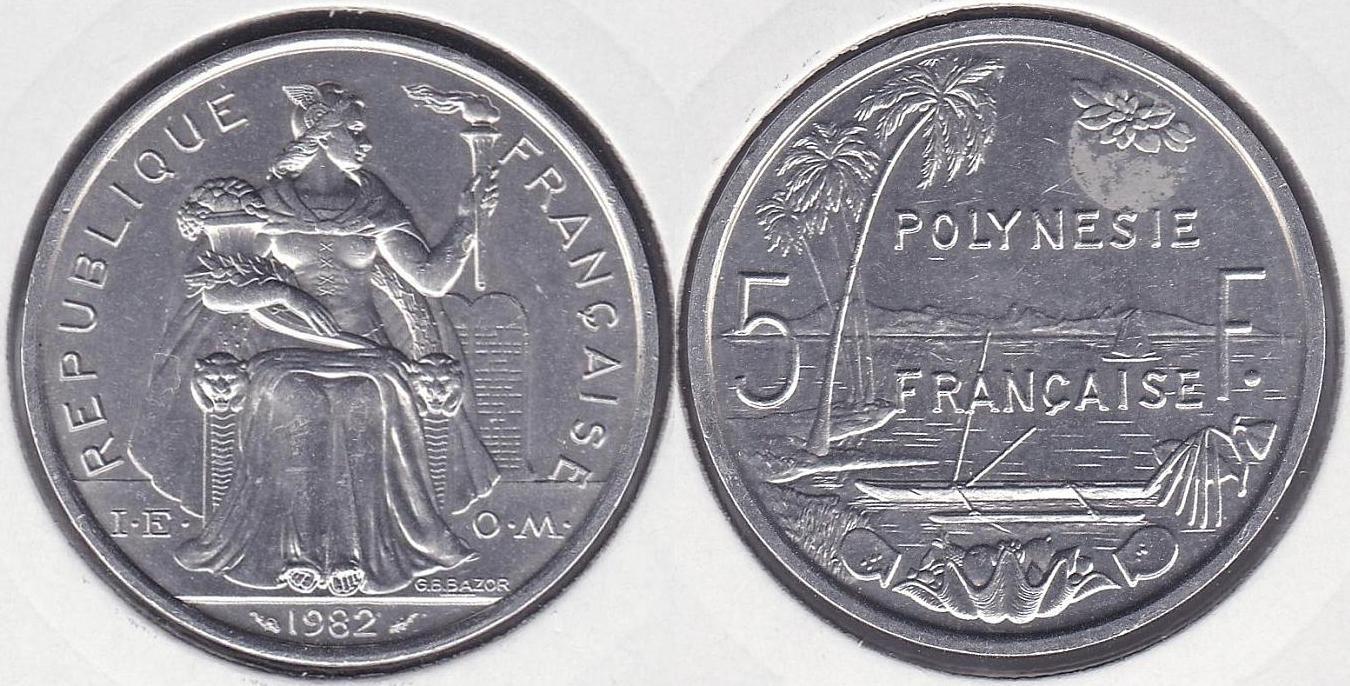 POLINESIA FRANCESA - POLYNESIE FRANÇAISE. 5 FRANCOS (FRANCS) DE 1982.