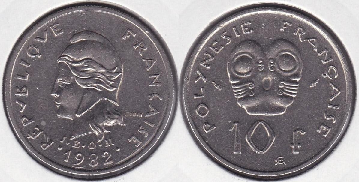POLINESIA FRANCESA - POLYNESIE FRANÇAISE. 10 FRANCOS (FRANCS) DE 1982.