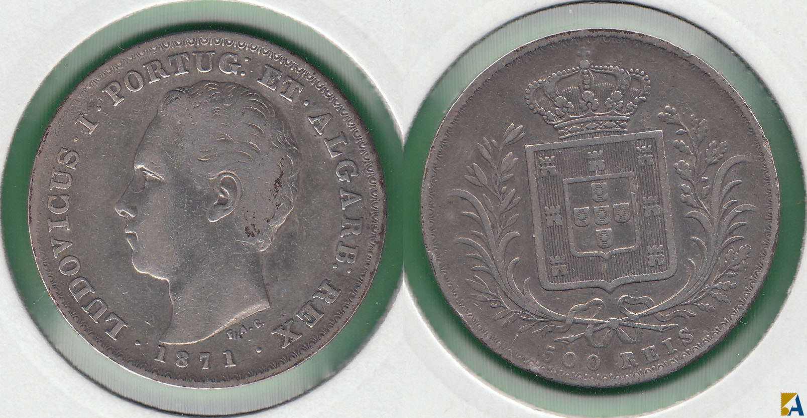PORTUGAL. 500 REIS DE 1871. PLATA 0.917.