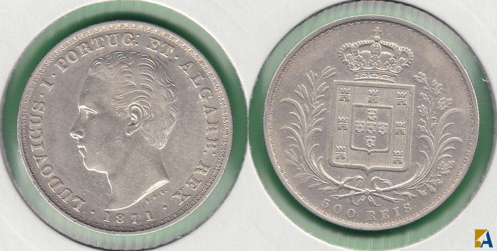 PORTUGAL. 500 REIS DE 1871. PLATA 0.917. (2)