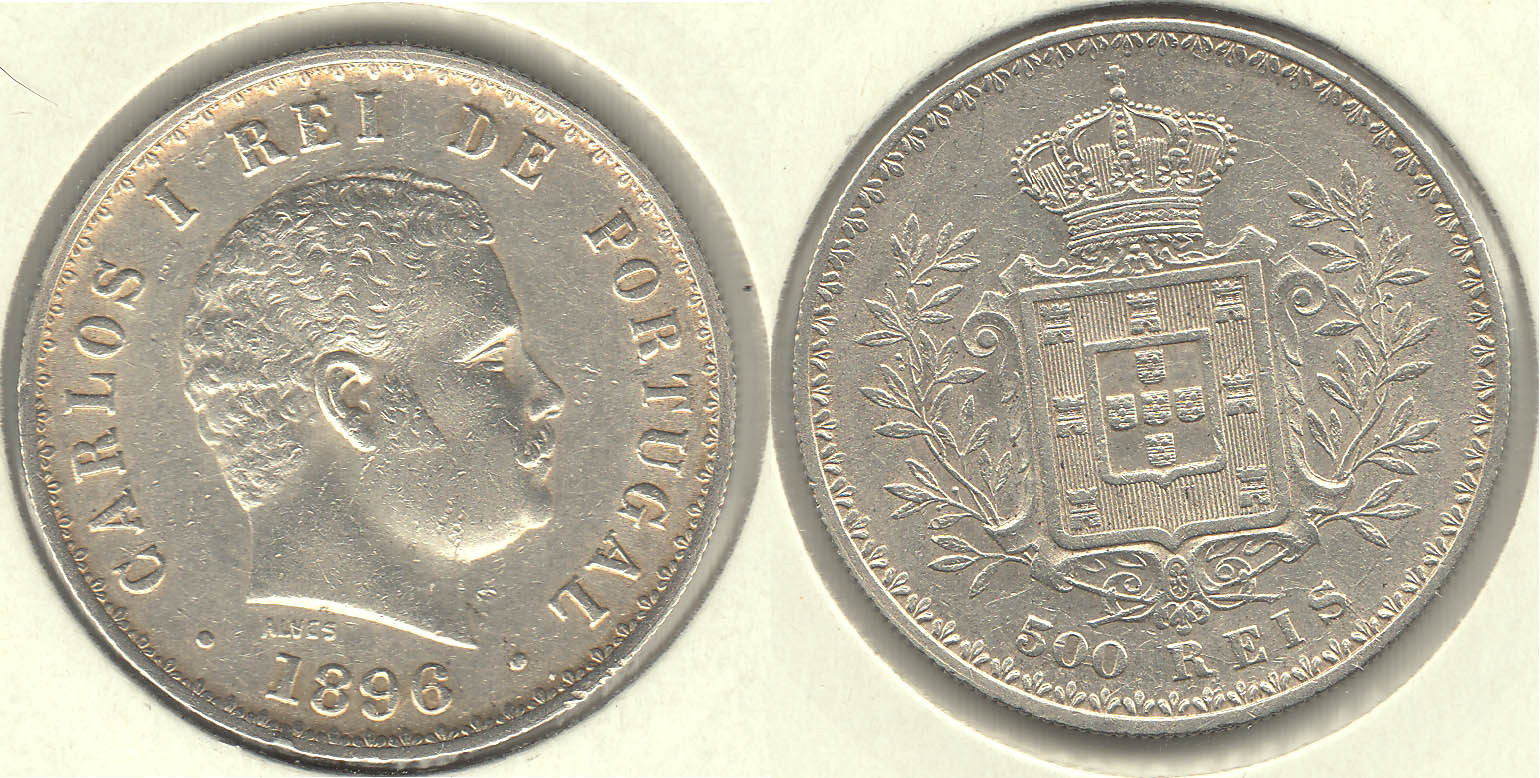 PORTUGAL. 500 REIS DE 1896. PLATA 0.917.