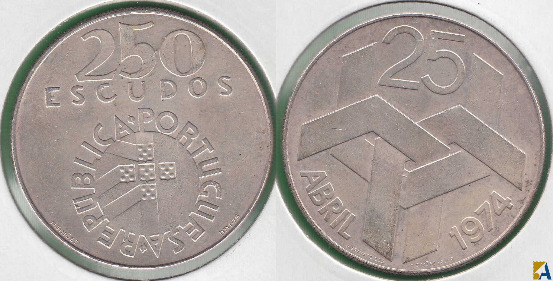 PORTUGAL. 250 ESCUDOS DE 1976. PLATA 0.680.