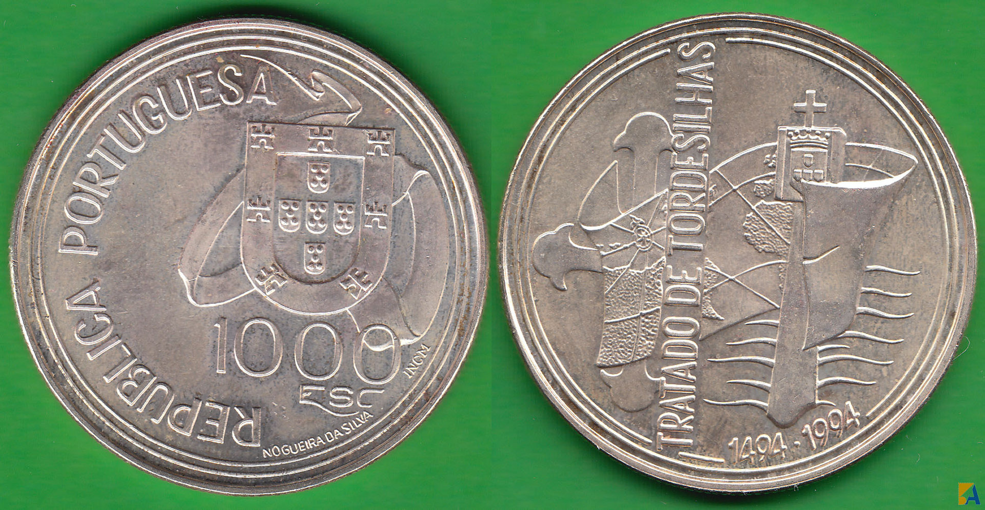 PORTUGAL. 1000 ESCUDOS DE 1994. PLATA 0.500.