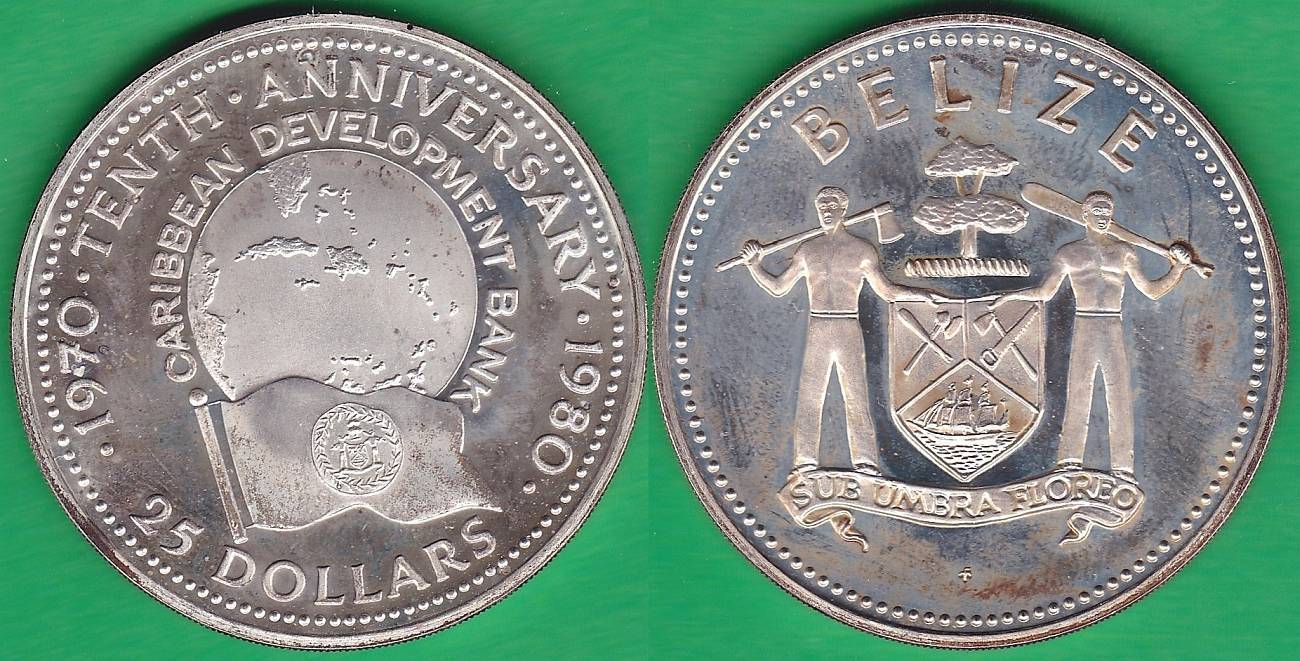BELIZE. 25 DOLARES (DOLLARS) DE 1980. PLATA 0.925.