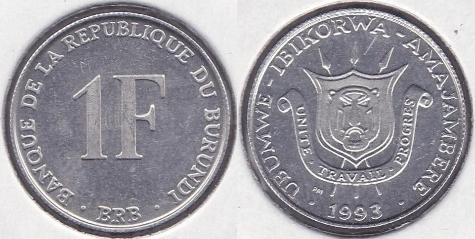 BURUNDI. 1 FRANCO (FRANC) DE 1993.