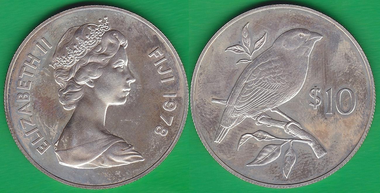 ISLAS FIJI - REPUBLIC OF FIJI. 10 DOLARES (DOLLARS) DE 1978. PLATA 0.500.