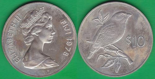 ISLAS FIJI - REPUBLIC OF FIJI. 10 DOLARES (DOLLARS) DE 1978. PLATA 0.500.