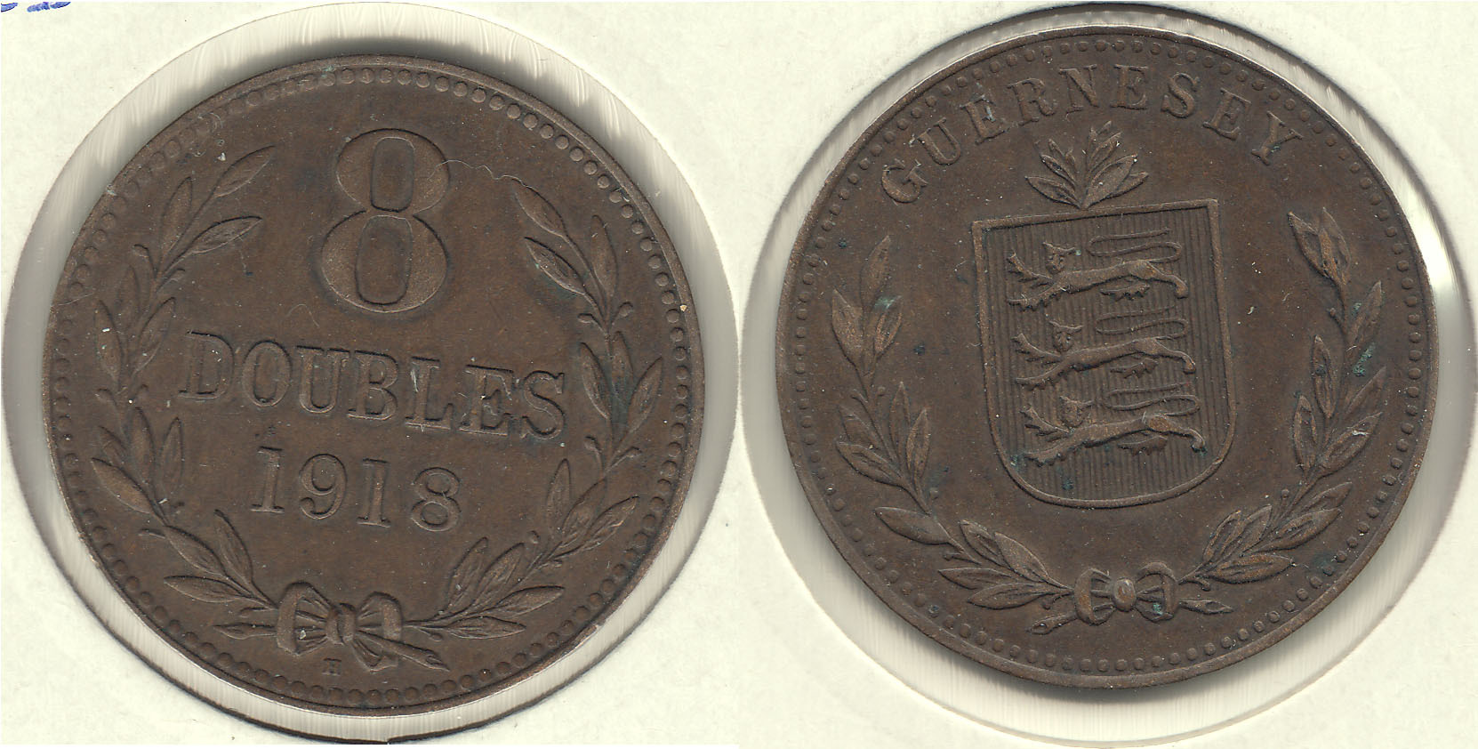 GUERNESEY - GUERNSEY. 8 DOBLES (DOUBLES) DE 1918.