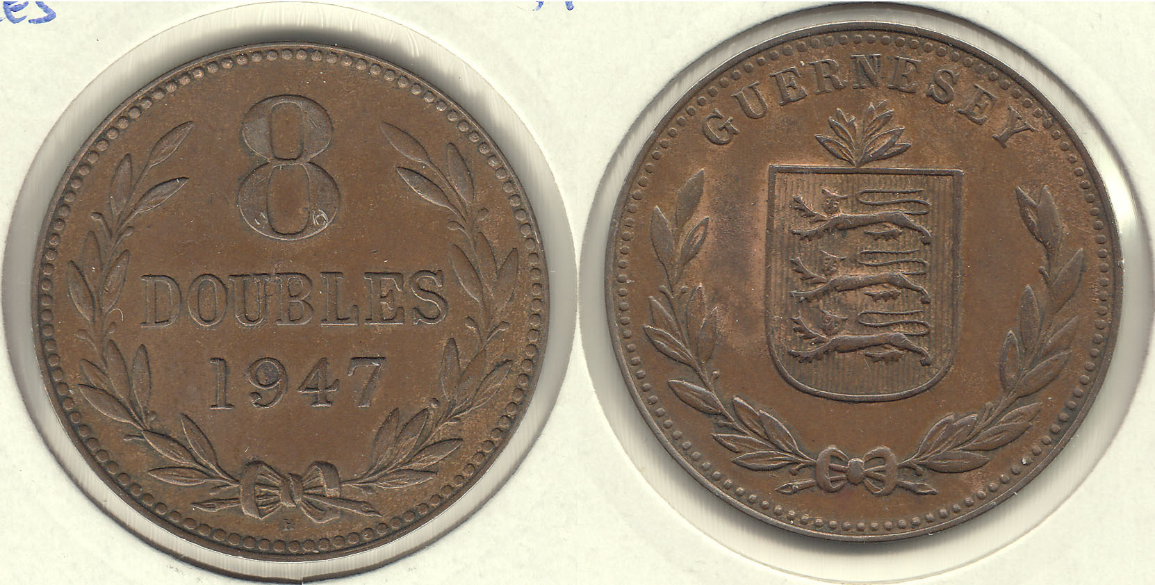 GUERNESEY - GUERNSEY. 8 DOBLES (DOUBLES) DE 1947.