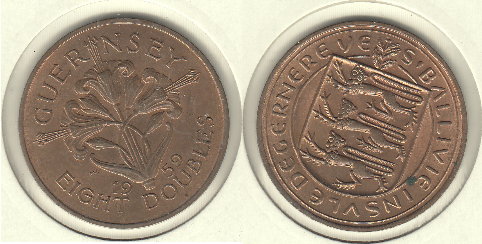 GUERNESEY - GUERNSEY. 8 DOBLES (DOUBLES) DE 1959.